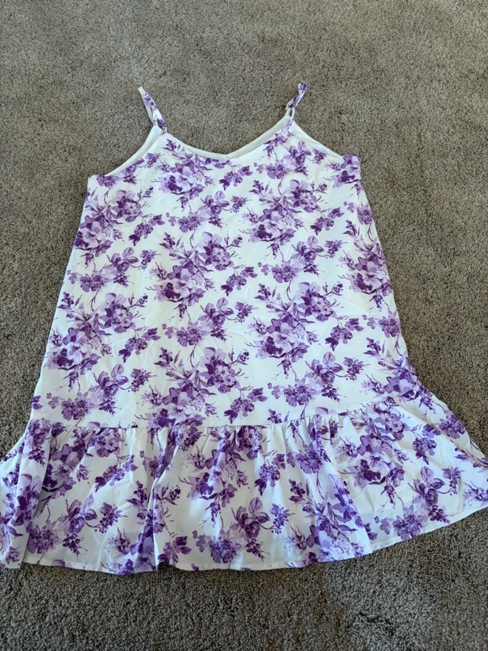 Girls' Purple Floral Ruffle Hem Dress